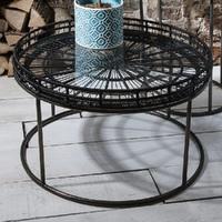 Sennett Glass Coffee Table Round In Black With Metal Underframe