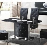 serene black marble finish dining table only