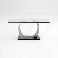 Selena Glass Coffee Table In Clear With Brushed Steel Base