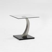 Selena Glass End Table Square In Clear With Brushed Steel Base