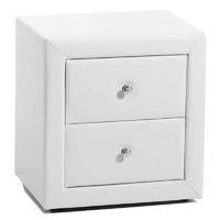 Serene Trieste Faux Leather 2 Drawer Bedside Table White