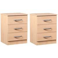 Set of 2 x Bella 3 Drawer Bedsides Walnut