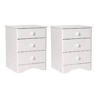 set of 2 x stockholm white 3 drawer bedsides