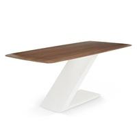 Serena Wooden Dining Table In Walnut With High Gloss White Base