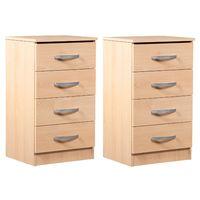 Set of 2 x Bella 4 Drawer Bedsides