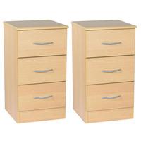 Set of 2 x Avon 3 Drawer Bedside Cabinets