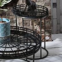 Sennett Glass Side Table Round In Black With Metal Frame