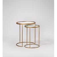 seymour side table set in brass glass