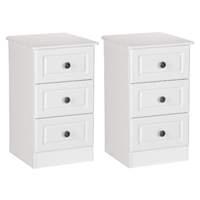 Set of 2 x Pembroke 3 Drawer Bedside Cabinets