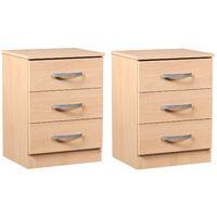 Set of 2 x Bella 3 Drawer Bedsides Oak