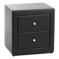 serene trieste faux leather 2 drawer bedside table brown