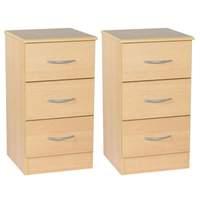 Set of 2 x Avon 3 Drawer Bedside Cabinets