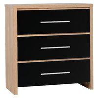 Seville 3 Drawer Chest Black