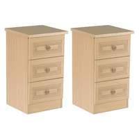 Set of 2 x Corrib 3 Drawer Bedside Cabinets