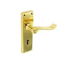 securit scroll brass lock handles pair 155mm