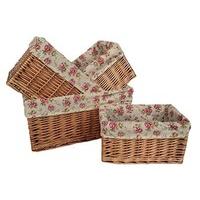 Set of 4 Double Steamed Garden Rose Willow Storage Baskets