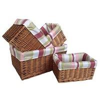 Set of 4 Double Steamed Striped Willow Storage Baskets