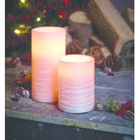 Set of 2 Flameless Sugar Spun LED Pillar Candles wtih Timer