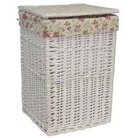 Set of 2 Square White Wash Laundry Baskets with a Garden Rose Lining