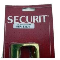 Securit 225mm polished brass oval door pull handle.