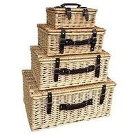 Set of 4 Wicker Empty Picnic Baskets