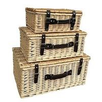 Set of 3 Wicker Empty Picnic Baskets