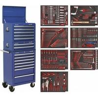 Sealey TBTPCOMBO5 14-Drawer Tool Chest Combination with Ball Bearing Runners Tool Kit - Blue (446-Piece)