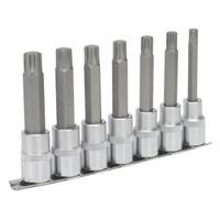 sealey ak6235 ribe socket bit set 7pc 12sq drive 100mm