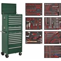 Sealey TBTPCOMBO3 14-Drawer Tool Chest Combination with Ball Bearing Runners Tool Kit - Green (446-Piece)