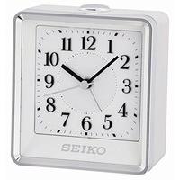 Seiko Bedside Beep Alarm Clock with Flashing Light, Plastic, White