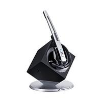 Sennheiser DW Office Monaural Ear-hook, Head-band Black, Silver - headsets (Wireless, DECT, Call center/Office, Circumaural, Semi-open, 150 - 6800 Hz)