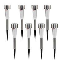 Set of 8 White Stainless Steel Solar Path Lights Lawn lamp