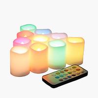 Set of 10 Color Changing Multi-color Flameless LED Votive Candles with Remote and Timer