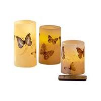 Set of 3 Butterfly LED Candles