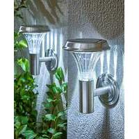 Set 2 Solar Stainless Steel Wall Lights