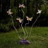 set of 5 assisi butterfly solar lights with base