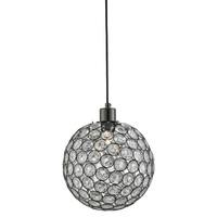 Searchlight 4145BC Bellis II 1 Light Ceiling Ball Pendant Light In Black Chrome With Acrylic Detail