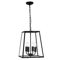 Searchlight 5614BK Voyager 4 Light Tapered Ceiling Pendant Light In Matt Black With Clear Glass