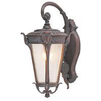 Searchlight 4283BR Canada 1 Light Outdoor Lantern Wall Light With Curved Arm In Weathered Brown