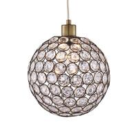 Searchlight 4145AB Bellis II 1 Light Ceiling Ball Pendant Light In Antique Brass With Acrylic Detail
