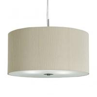 Searchlight 2356-60CR Drum Pleat 3 Light Ceiling Pendant In Chrome With Cream Shade - Dia: 600mm