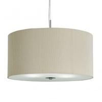 Searchlight 2353-40CR Drum Pleat 3 Light Ceiling Pendant In Chrome With Cream Shade - Dia: 400mm