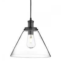 Searchlight 3228BK Pyramid 1 Light Ceiling Pendant Light In Black With Clear Glass