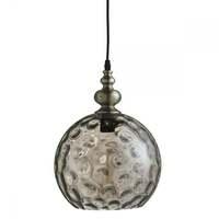 Searchlight 2020AM Indiana 1 Light Ball Ceiling Pendant Light In Antique Brass With Amber Glass