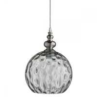 Searchlight 2020CL Indiana 1 Light Ball Ceiling Pendant Light In Satin Silver With Clear Glass