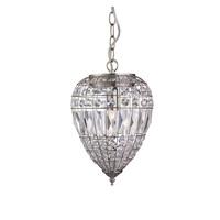 Searchlight 3991SS Pendants 1 Light Mirrored Ceiling Light In Satin Silver With Crystal Glass