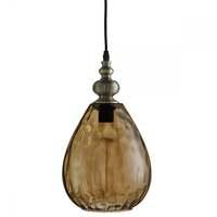 Searchlight 2019AM Indiana 1 Light Ceiling Pendant Light In Antique Brass With Amber Glass