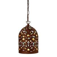 Searchlight 5811BZ Moroccan 1 Light Bell Ceiling Pendant In Antique Bronze With Multi-Colour Acrylic