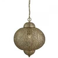Searchlight 9221-1AB Moroccan 1 Light Ceiling Pendant Light In Antique Brass With Patterned Finish
