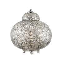 Searchlight 8221-1SS Moroccan 1 Light Table Lamp In Shiny Nickel With Patterned Finish